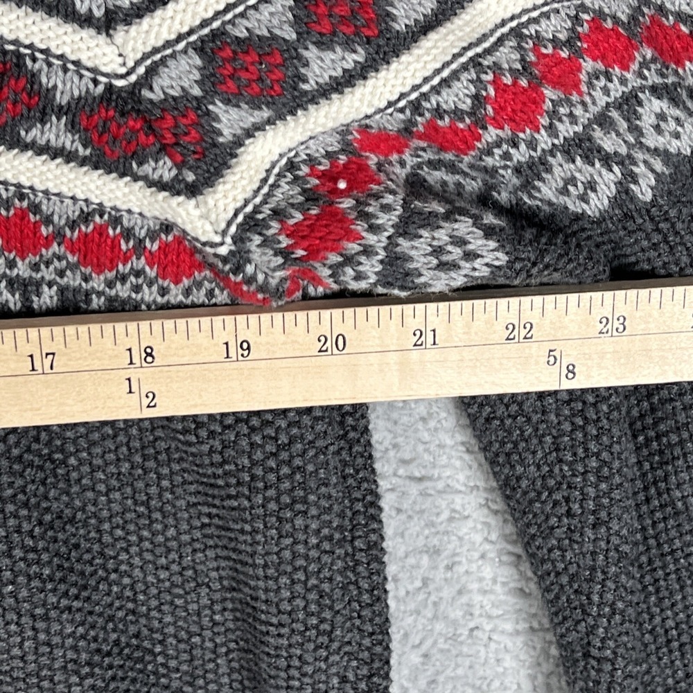Izod Mens Fair Isles Sweater Size L Gray 1/4 Zip Pullover Mock Neck‎ Knit Nordic - Picture 12 of 13